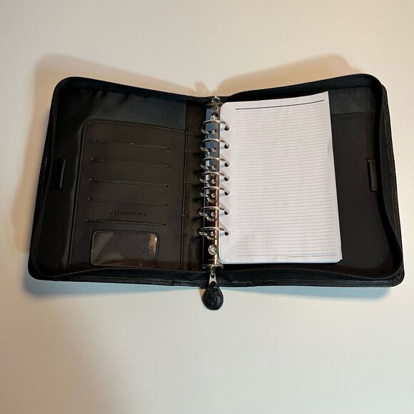 Franklin Covey Binder Full Zip Organizer Black Leather 10 x 8 - Picture 3 of 14